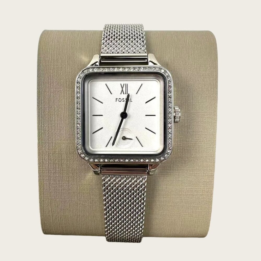 Fossil BQ3970 Women's Colleen Three-Hand Silver Stainless Steel Mesh Watch